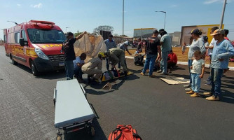 Idoso e motociclista sofrem lesões graves em acidente no perímetro urbano da BR 174 em Pontes e Lacerda