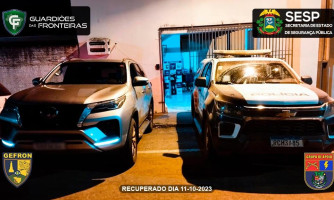 Gefron: Hilux furtada em Cuiabá é interceptada em Mirassol d'Oeste