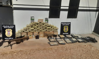 Polícia Civil apreende armas de grosso calibre e 124 tabletes de entorpecentes em área na fronteira