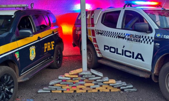 PRF e PM apreendem 44 kg de drogas em caminhonete na BR-158 em Ribeirão Cascalheira