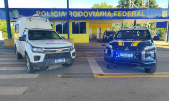 PRF e Gefron recuperam ambulância roubada em Cáceres e detem suspeito em estado alterado