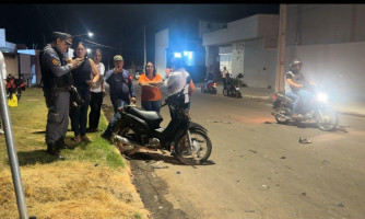Motociclista invade a preferencial e provoca acidente de trânsito no centro de Pontes e Lacerda