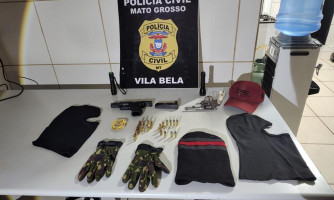 Apreensão de armas, munições e balaclavas: Polícia Civil prende suspeito e evita homicídio em Vila Bela