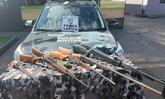 Armas e munições são apreendidas pela PM em propriedade rural de Pontes e Lacerda