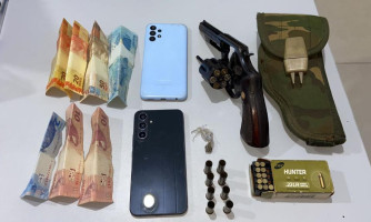 Polícia Militar prende homem com revólver e drogas em Araguaiana