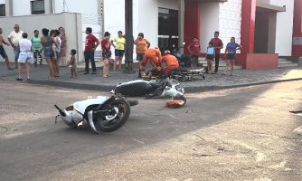 Colisão entre duas motos deixa homem e mulher feridos em Pontes e Lacerda