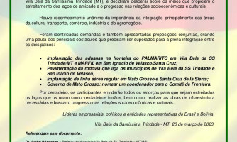 Associação Comercial divulga a pauta de reivindicações para incrementar negócios com municípios bolivianos da fronteira
