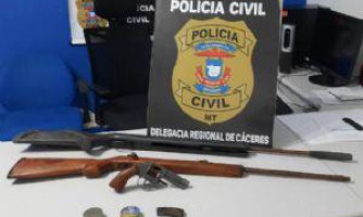 Dois são presos pela Civil após furto de armas em fazenda da zona rural de Cáceres