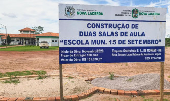 Duas salas de aula estão sendo construídas na comunidade São Judas em Nova Lacerda