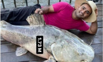 Empresário de MT trava ‘briga’ com jaú de 150 kg e depois devolve animal ao rio
