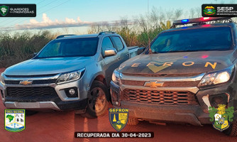 Gefron recupera caminhonete roubada após perseguição em Vila Bela