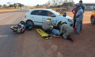 Motociclista fica ferido após colidir com carro na BR 174