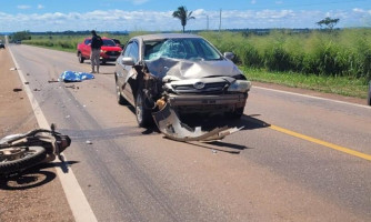 Motociclista morre ao colidir contra carro na BR 174, em Pontes e Lacerda