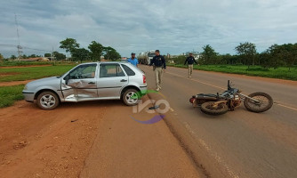 Motociclista “voa” por cima de carro após colisão na BR 174, em Pontes e Lacerda