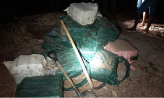 Polícia apreende 800 kg de droga enterrada em área de mata, em Vila Bela