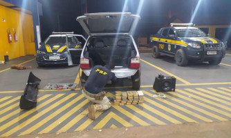 Polícia Rodoviária Federal descobre compartimento falso em para-choque de carro recheado com cocaína