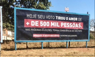 Prefeito de Mirassol D’Oeste aciona justiça por outdoor contra Bolsonaro