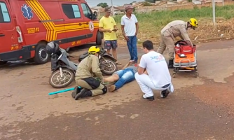 Segunda-feira começa com o registro de um acidente entre moto e carro em Pontes e Lacerda