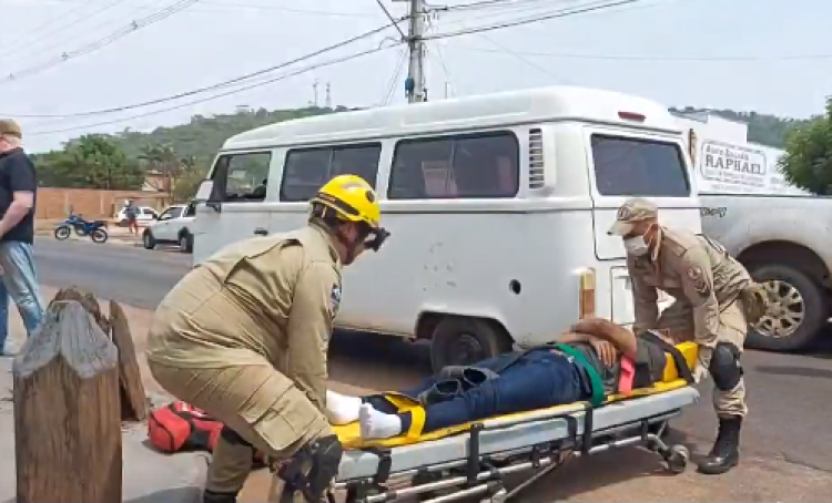 Motociclista tenta utrapassagem e provoca acidente no perímetro urbano da BR-174B