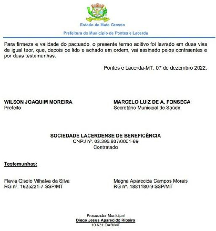 Prefeitura de Pontes e Lacerda vem liberando dinheiro para a Santa Casa desde 2021 com diversos contratos aditivados sem qualquer assinatura