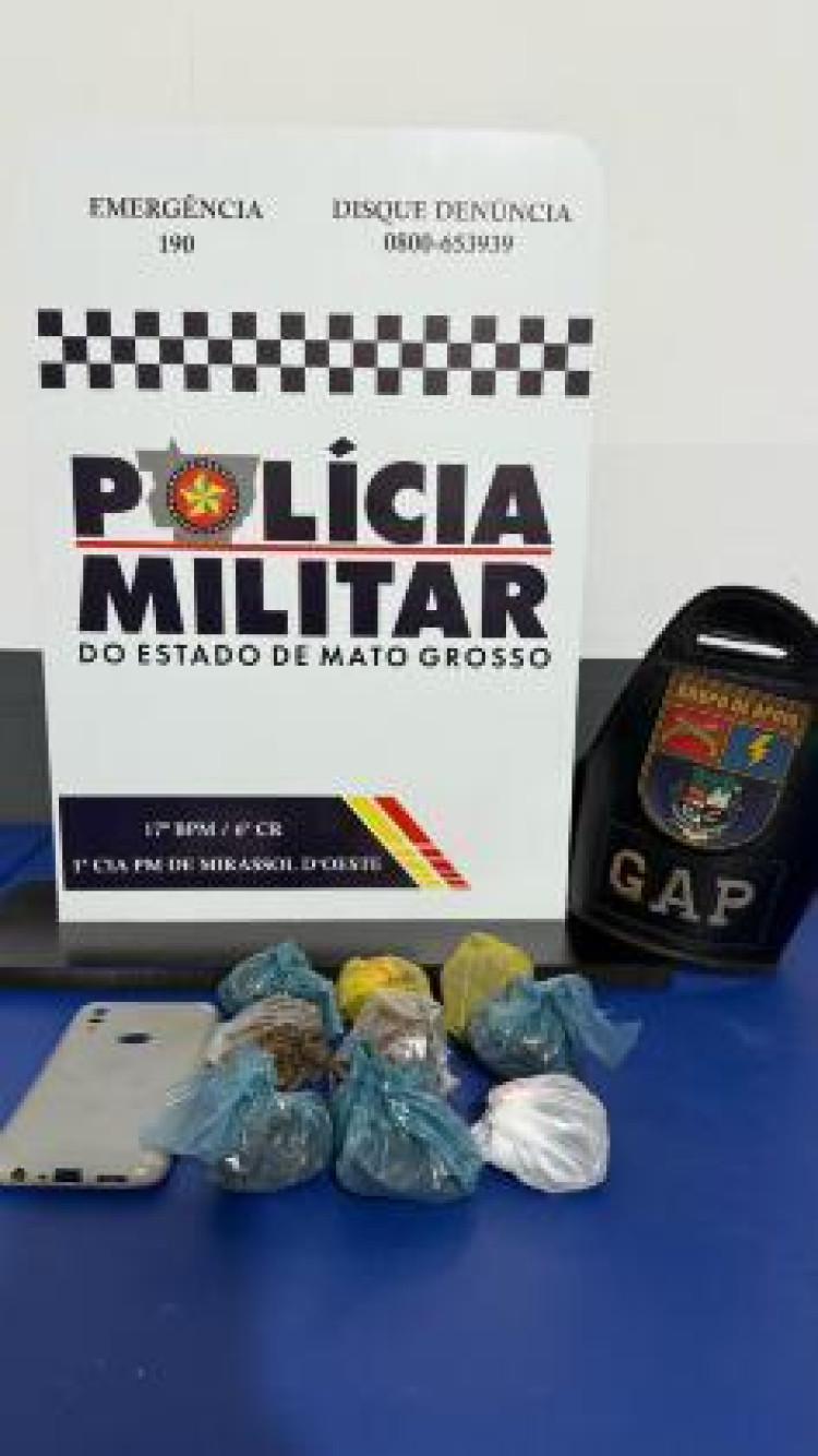 Bandido que iria vender porções de maconha é preso pela PM em Mirassol D'Oeste