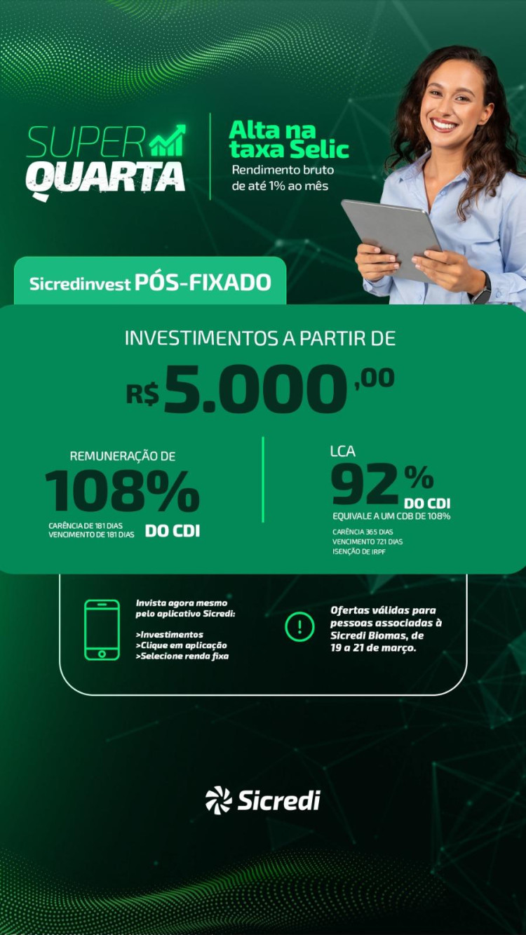 Sicredi realiza ação denominada “Super Quarta” apresentando oportunidade exclusiva para seus associados potencializar seus investimentos com segurança e praticidade