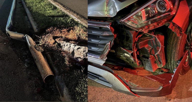 Creta colide com poste na Avenida Marechal Rondon na noite deste domingo