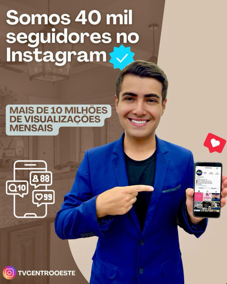 TV Centro Oeste alcança 220 mil seguidores no Facebook e 40 mil no Instagram