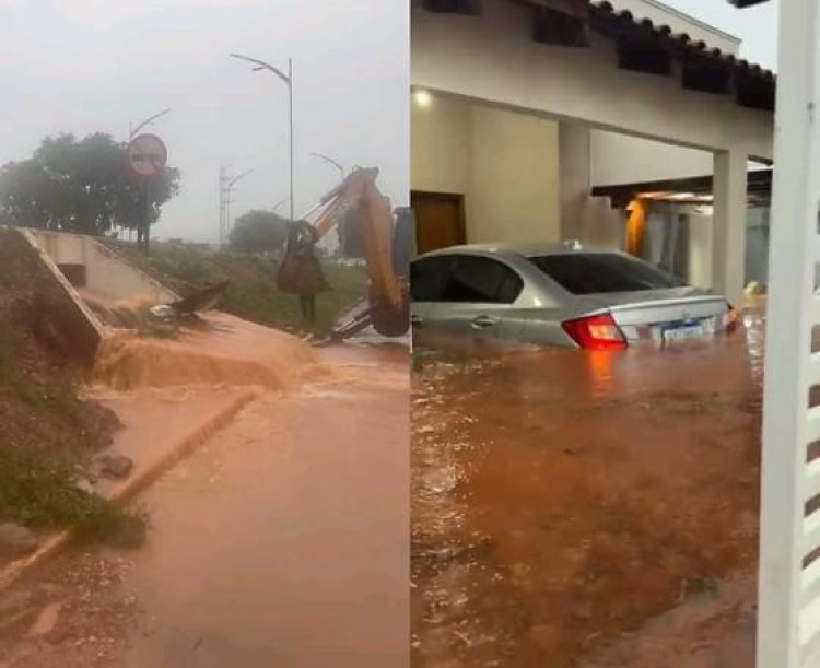 Temporal causa alagamentos e destruição em Pontes e Lacerda