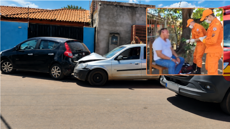 Carro bate na traseira de veículo estacionado em Pontes e Lacerda