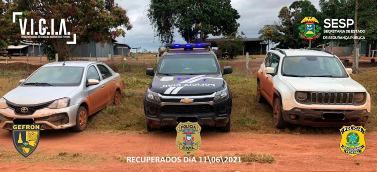 Carros furtados de locadora em São Paulo são recuperados em Vila Bela