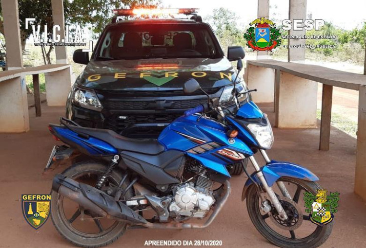 Gefron apreende moto na região de fronteira em Vila Bela