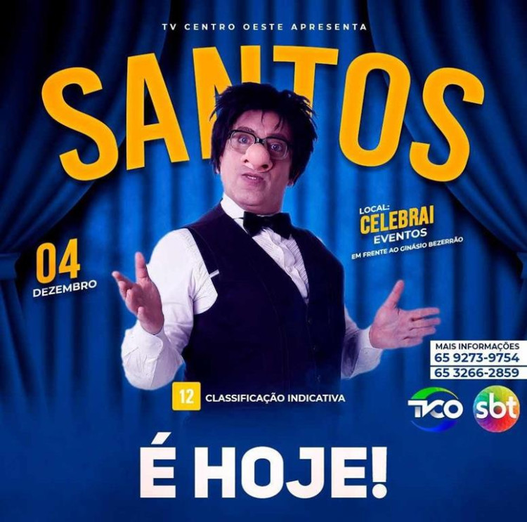 Humorista Santos se apresenta hoje em Pontes e Lacerda