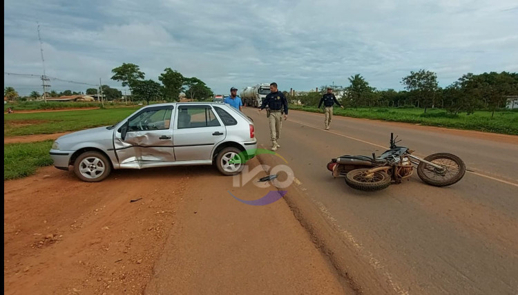 Motociclista “voa” por cima de carro após colisão na BR 174, em Pontes e Lacerda