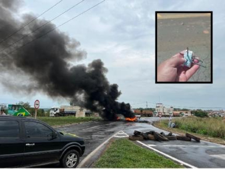 MT amanhece com bloqueios em 7 cidades; ‘armadilha’ com prego é achada na pista