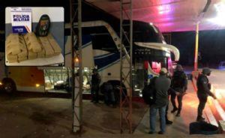 Polícia Militar de Mirassol apreende 12 quilos de maconha em ônibus interestadual