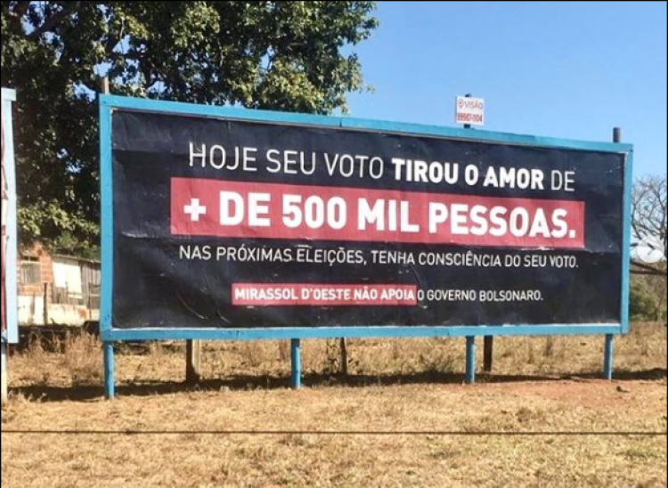 Prefeito de Mirassol D’Oeste aciona justiça por outdoor contra Bolsonaro