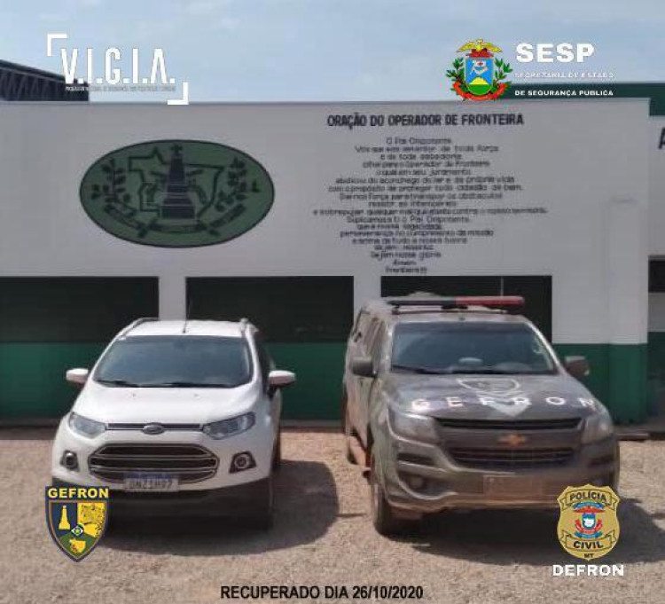 Veículo furtado em Goiás é recuperado em Porto Esperidião. Duas pessoas foram presas